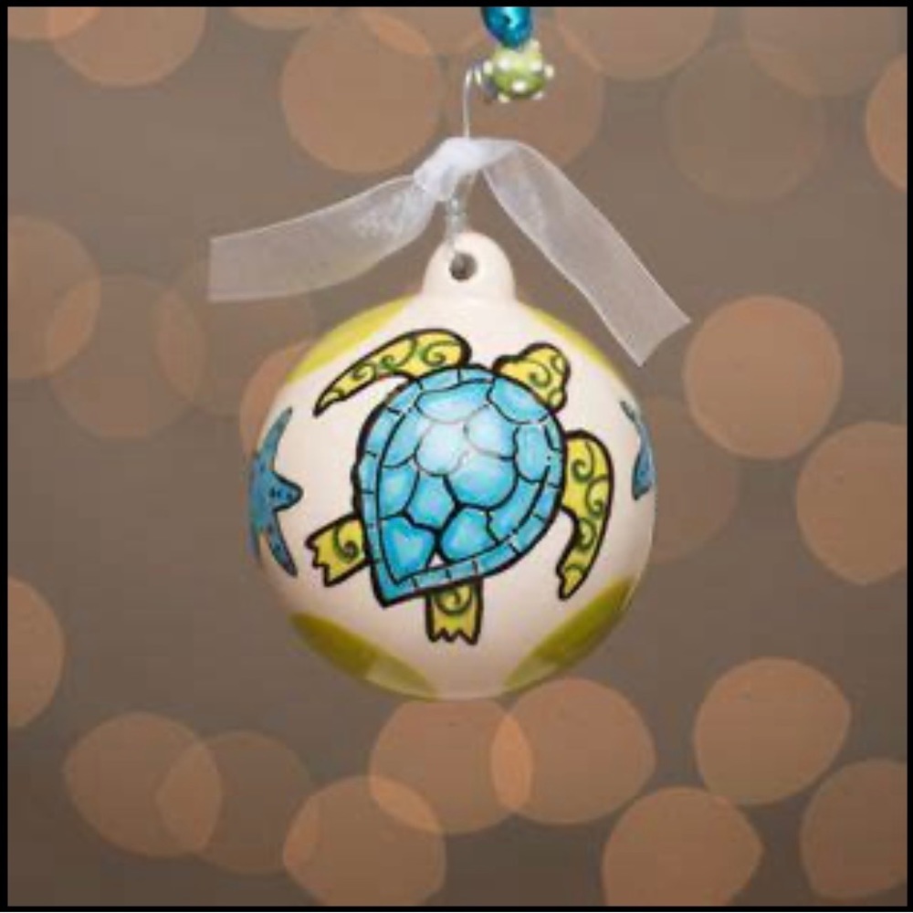 NWT Glory Haus sea turtle ball ornament with Ethan customization